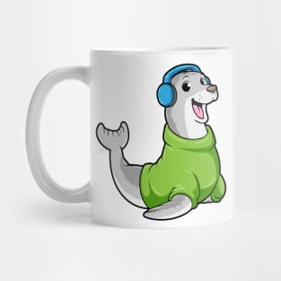 Seal with Sweater and Headphone Mug